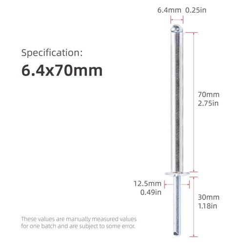 Extra long pop rivets extended - rivets,