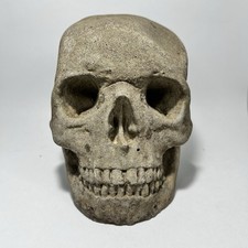 Vintage Cement Stone Skull Head Ornament