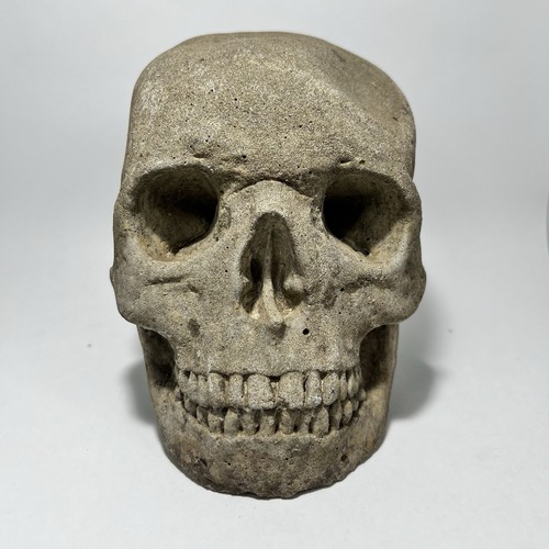 Vintage cement stone - cement, skull