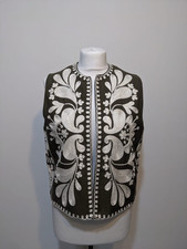 Zara Khaki Embroidered Gilet Waistcoat Size M Bloggers Boho Festival