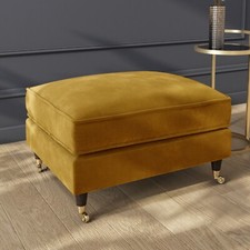 Large Mustard Velvet Footstool