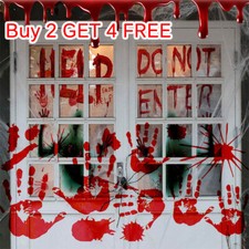 Halloween Bloody Blood Hand Print Stickers Scary Zombie Party Prop Spooky Decor