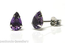 9ct White Gold Amethyst Studs