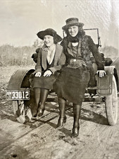 1921 Montana Photo of Woman and Girl on Old Car Automobile Visible License Plate
