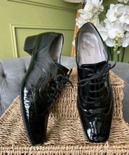 Gabor Shoes Black Patent Leather Square Toe Brogues Lace Up Size UK 6.5