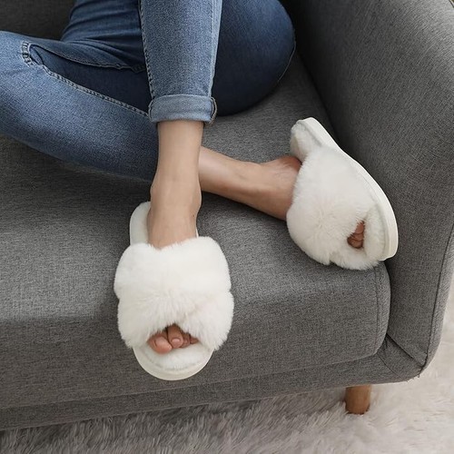 White women open toe fluffy - women's,