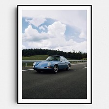Old Blue Porsche Vintage
