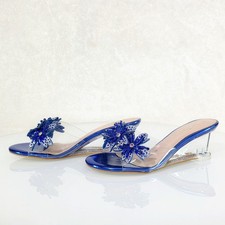 Eva Rhinestone Flower Blue