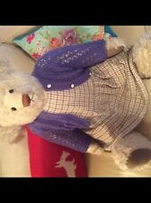  artist teddy bear by Sue Quinn 32”tall. White fur with black eyes