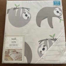 New Sloth Bedding Toddler Duvet Cover Pillow Bed set Cot Bed Bedding Grey Cream