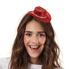RED MINI SPARKLY COWGIRL HAT