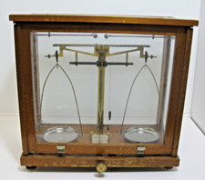Vintage Phillip Harris Scientific Balance Scales in Glass Case