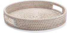 30cm Round Rattan Tray, Woven