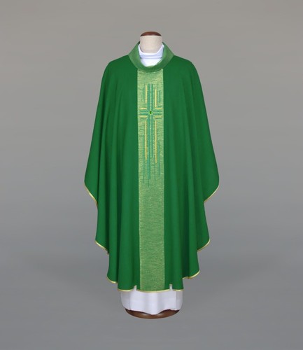 Green embroidered chasuble