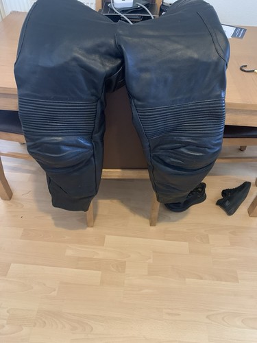Leather motorcycle trousers - leather, 42