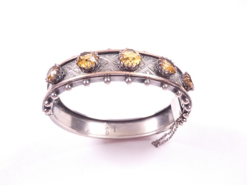 Victorian silver cuff bangle - victorian,