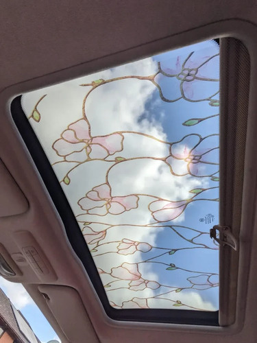Pink floral sunroof - floral, decal