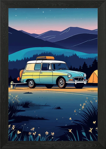 Vintage camper van dusk - camper, at