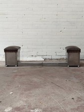 Antique Art Deco Extendable Chromed & Leather Box Fire Seat Fender