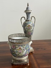 Pair of Limoges France Vases - Porcelain, Silver Bronze