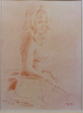 Roy Petley (b.1950) Sepia Red Crayon Female Nude Study. 1987