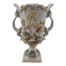 Alcobaca 11" Tall Antique European Portugal Porcelain Cherub Vase (CF)