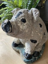 Vintage Concrete / Stone Mix Garden Cute Piglet Piggy Pig Rustic Statue Patio