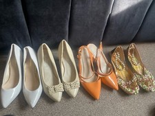  Womens Court Shoes Blue Sling Back Pointed Toe Heels Pumps