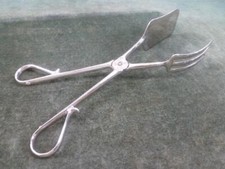 nice set vintage scissor action silver service  tongs Silver plated #2