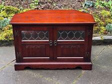AN OLD CHARM TUDOR BROWN OAK CORNER TV CABINET CD DVD MEDIA CONSOLE STAND TABLE