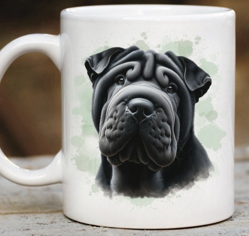 Black shar pei dog - black,