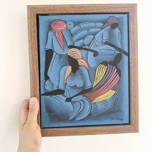 Vintage framed haitian oil - vintage,