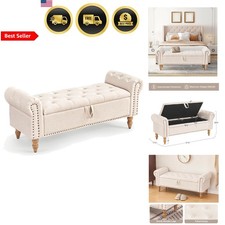 Storage Bench Ottoman Linen