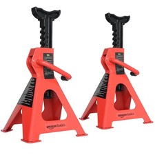 Amazon Basics Steel Jack Stands, 2 Ton (1.8 metric Ton) Capacity - 1 Pair, Red