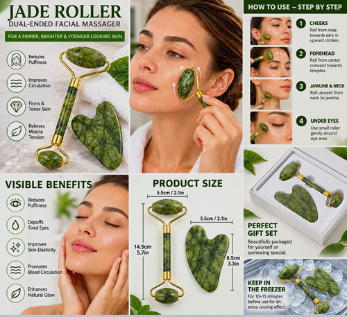 Natural jade facial roller - natural, &