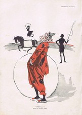 DUDLEY HARDY 'Hoop-La' Circus Clown - Antique Print 1894