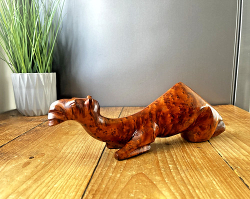 Vintage 70s hand carved burr - carved,