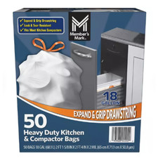 Member's Mark Heavy Duty 18-Gallon Kitchen & Compactor Trash Bags 50 ct
