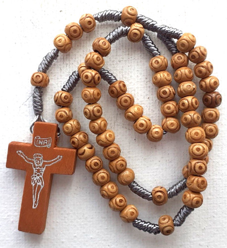 Rosary natural wood corded - ,