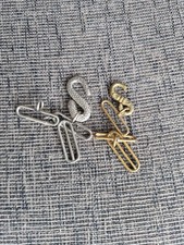 2 Vintage Metal Snake Buckles  - Silver and Brass Tone - 1970s