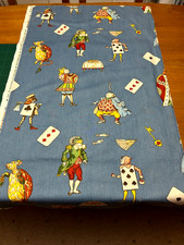 Vintage 92 Jane Churchill ALICE in WONDERLAND Fabric Remnant - 26x47" Blue Right