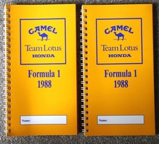 2 x Identical CAMEL TEAM LOTUS HONDA,Formula 1 1988 Notebooks, 40+ pages in each