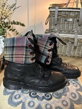 Dr Martens Triumph Aimilita Black Leather Mid Calf lace Up Combat Boots - UK 6 