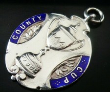Large Sterling Silver Enamel Pocket Watch Fob Medal, Small Bore Rifle 1963