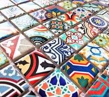 Modern Multicolour Moroccan Ceramic Square Mosaic Wall Tile Geometric 30x30cm