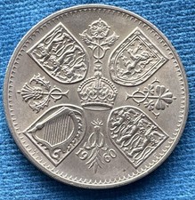 UK 5 Shillings Crown 1960 Elizabeth II ~ Commemorate NY Exhibition UNC Coin
