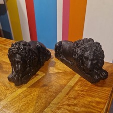 Plaster Lion Bookends