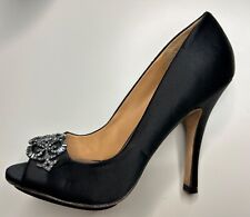 BADGLEY MISCHKA Black Shoes Satin Ladies Stiletto Peep Toe high heel UK Size 6