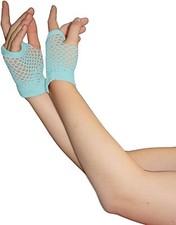 Girls Short Fishnet Fingerless Gloves 1980s Neon Disco Colours Fancy Dress Party