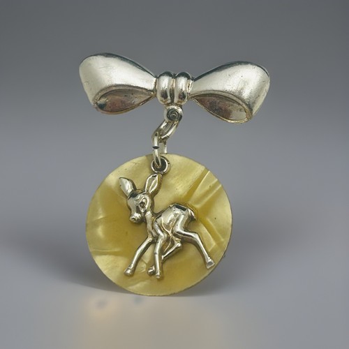 Vintage bambi deer bow - vintage, brooch